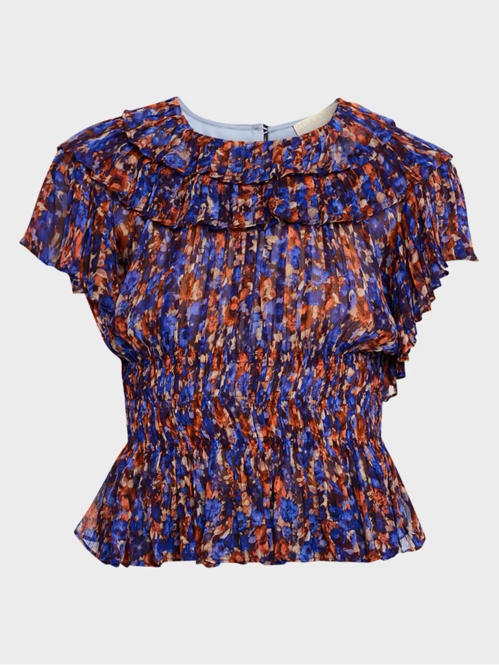 Ulla Johnson Floral Ruffle Short-Sleeve Blouse